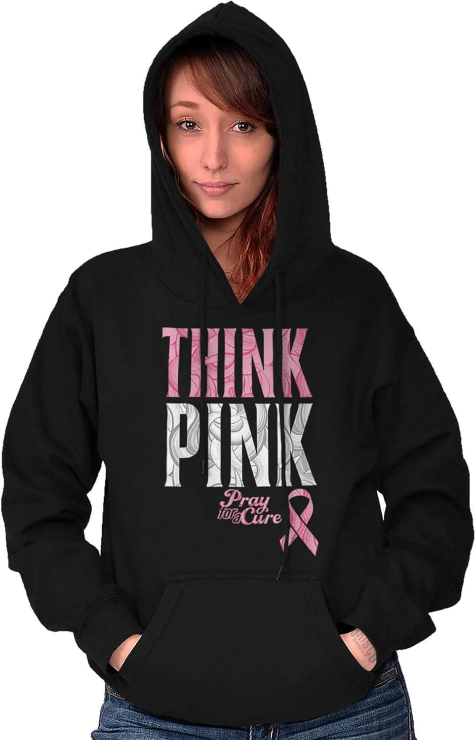 imageClassic Teaze Pink Ribbon Cure Breast Cancer Awareness Hoodie Sweatshirt WomenBlack