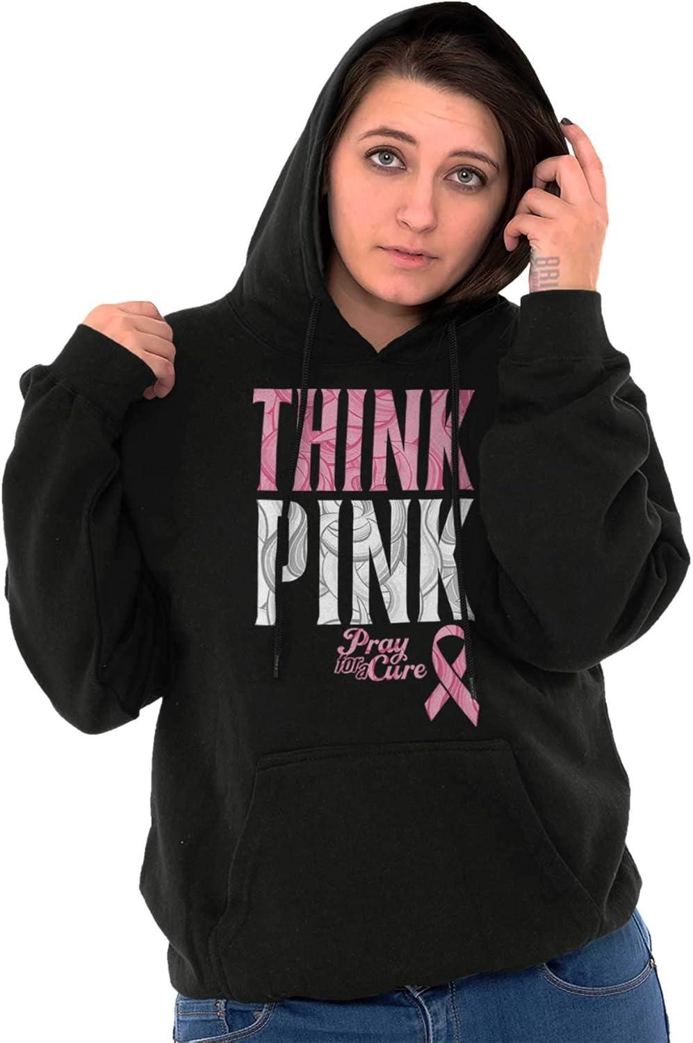 imageClassic Teaze Pink Ribbon Cure Breast Cancer Awareness Hoodie Sweatshirt WomenBlack