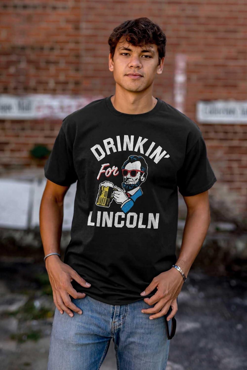imageDrinkin Lincoln Funny Beer Drinking Graphic T Shirt Men or WomenBlack