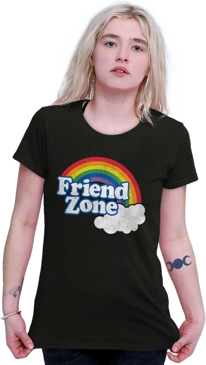 imageFriend Zone Funny LGBTQ Cute Rainbow Womens Slim Fit Graphic TeeBlack