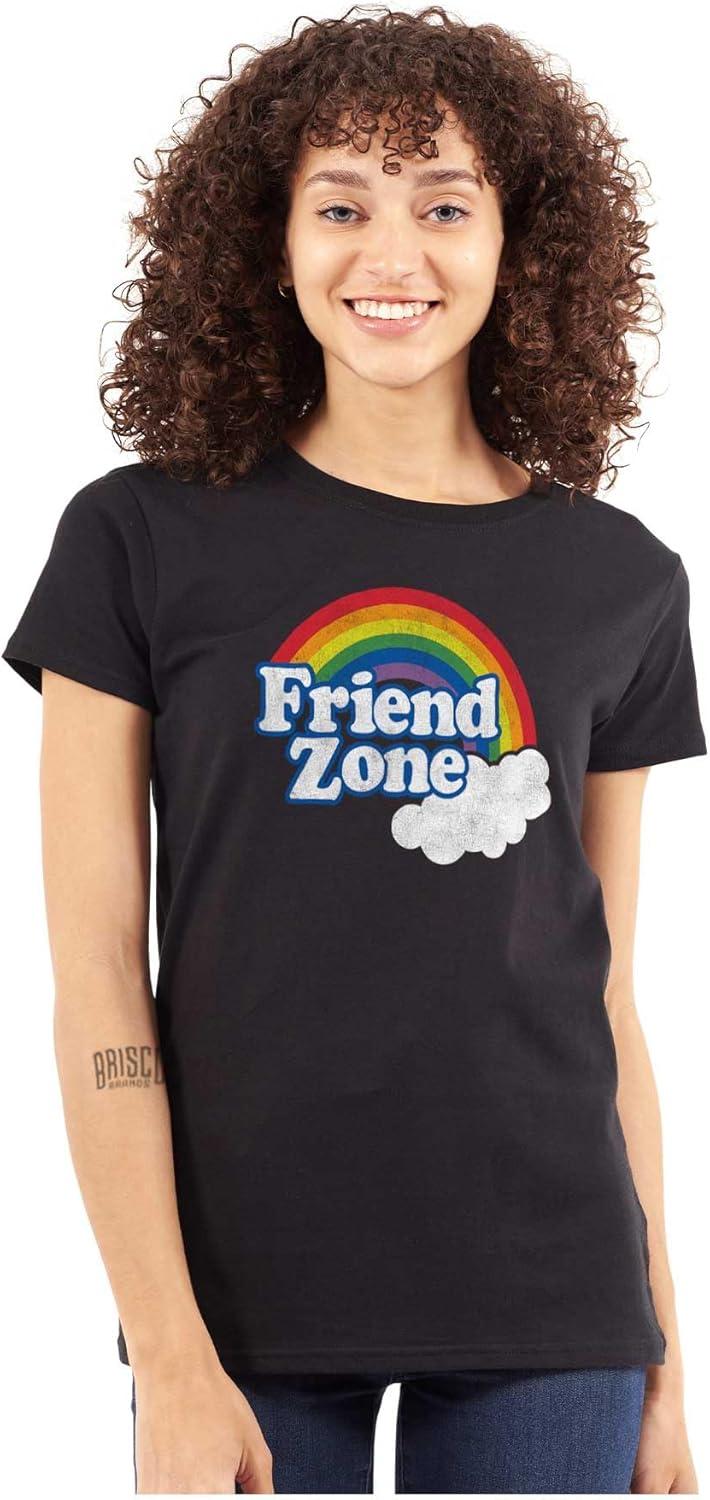 imageFriend Zone Funny LGBTQ Cute Rainbow Womens Slim Fit Graphic TeeBlack
