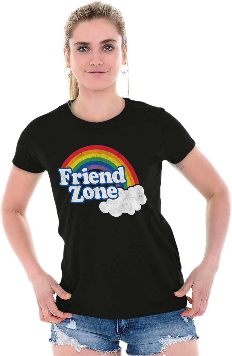 imageFriend Zone Funny LGBTQ Cute Rainbow Womens Slim Fit Graphic TeeBlack