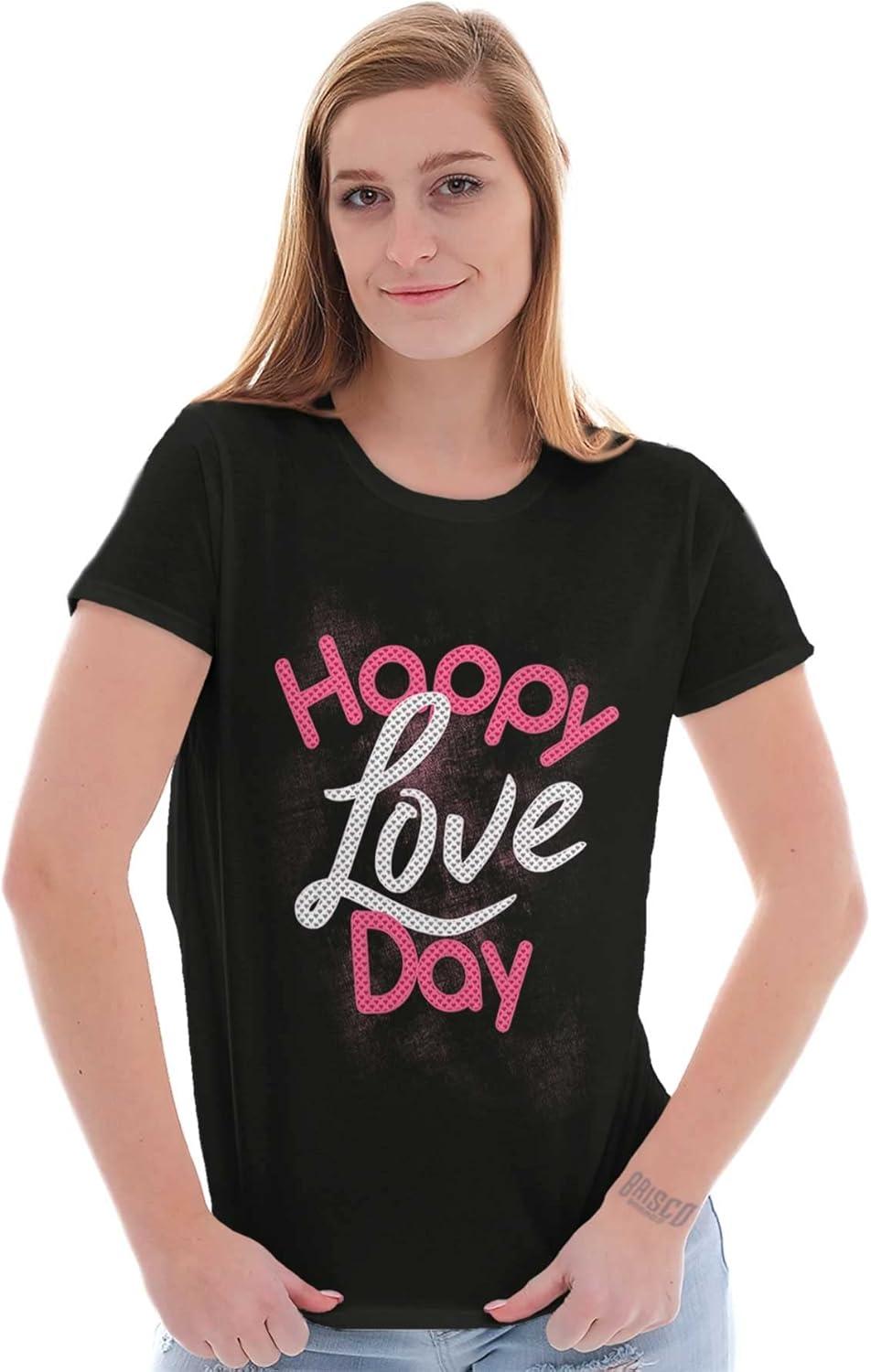 imageHappy Love Day Cute Valentines Womens Slim Fit Graphic TeeBlack