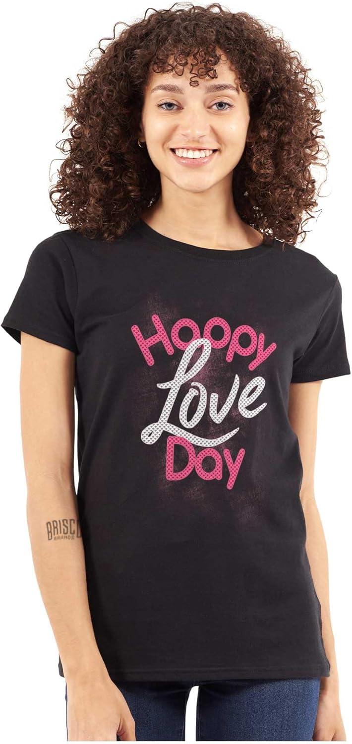 imageHappy Love Day Cute Valentines Womens Slim Fit Graphic TeeBlack