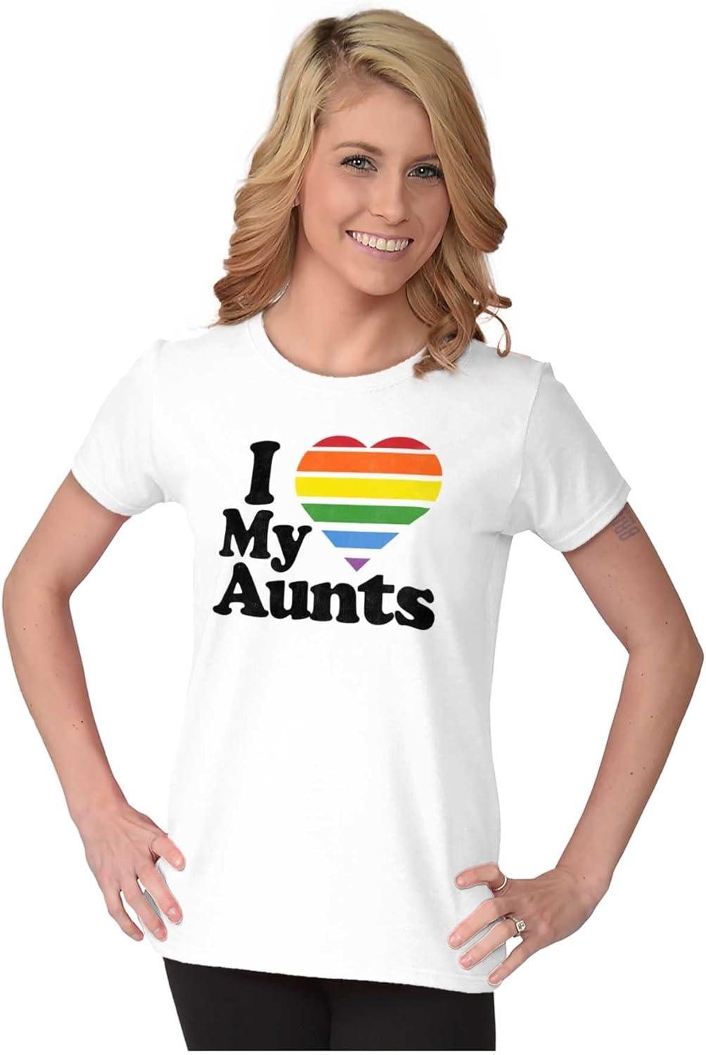 imageI Love My Aunts LGBTQ Gay Pride Womens Slim Fit Graphic TeeWhite