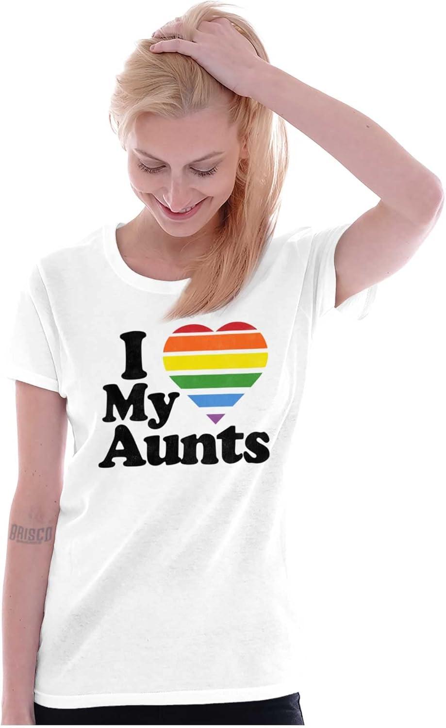 imageI Love My Aunts LGBTQ Gay Pride Womens Slim Fit Graphic TeeWhite
