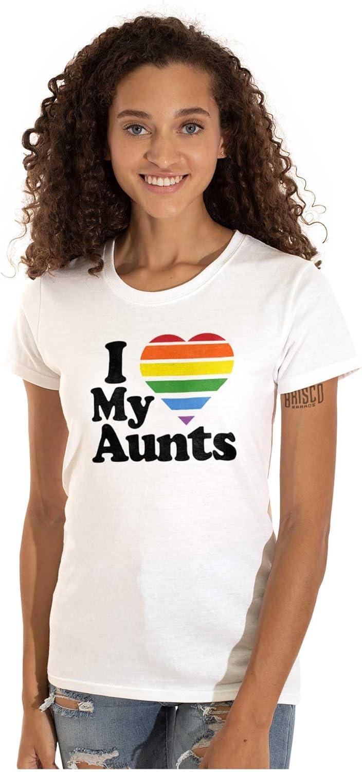 imageI Love My Aunts LGBTQ Gay Pride Womens Slim Fit Graphic TeeWhite