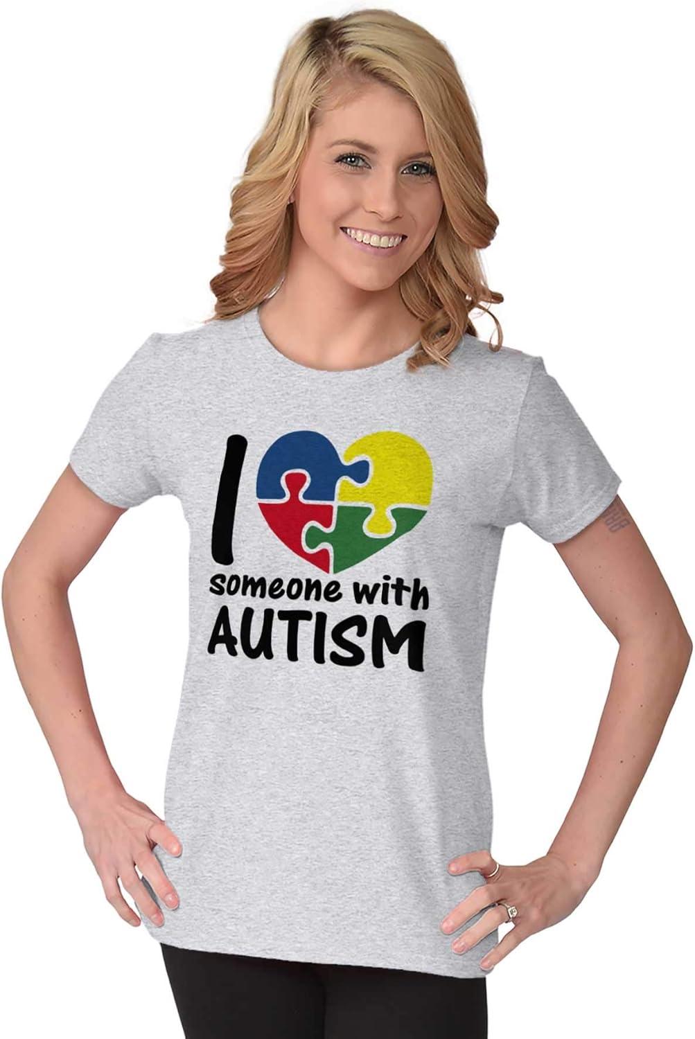 imageI Love Someone with Autism Puzzle Womens Slim Fit Graphic TeeAsh Grey
