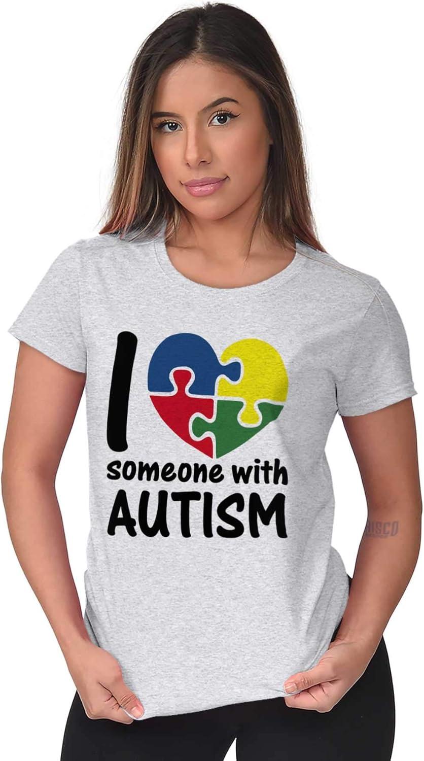 imageI Love Someone with Autism Puzzle Womens Slim Fit Graphic TeeAsh Grey
