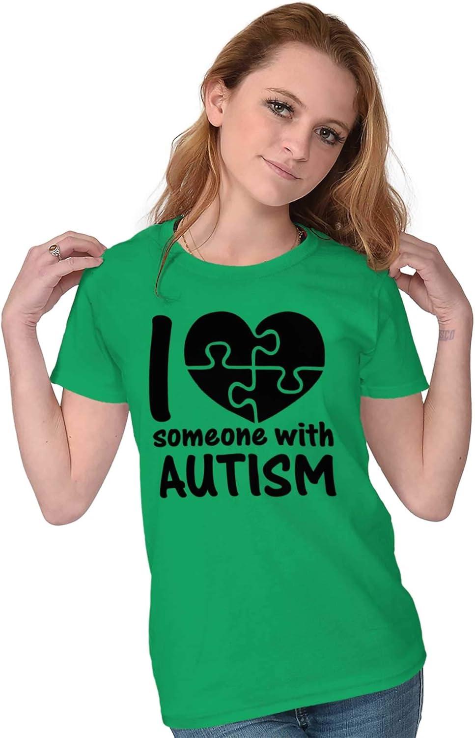 imageI Love Someone with Autism Puzzle Womens Slim Fit Graphic TeeIrish Green