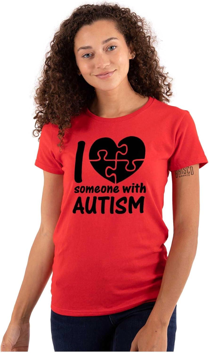 imageI Love Someone with Autism Puzzle Womens Slim Fit Graphic TeeRed