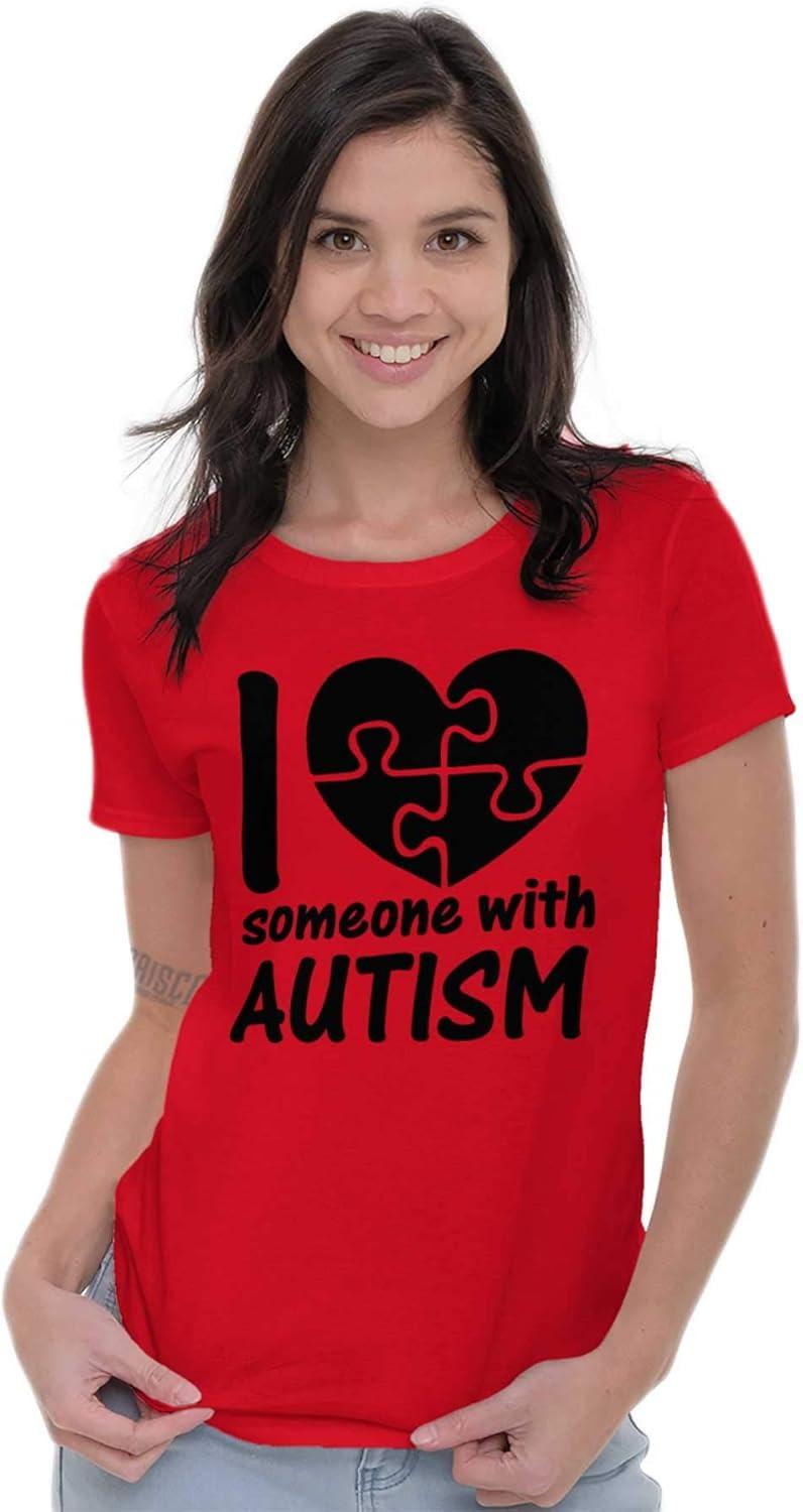 imageI Love Someone with Autism Puzzle Womens Slim Fit Graphic TeeRed