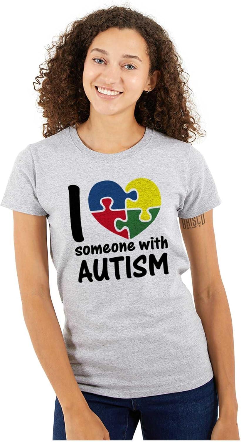 imageI Love Someone with Autism Puzzle Womens Slim Fit Graphic TeeSport Grey