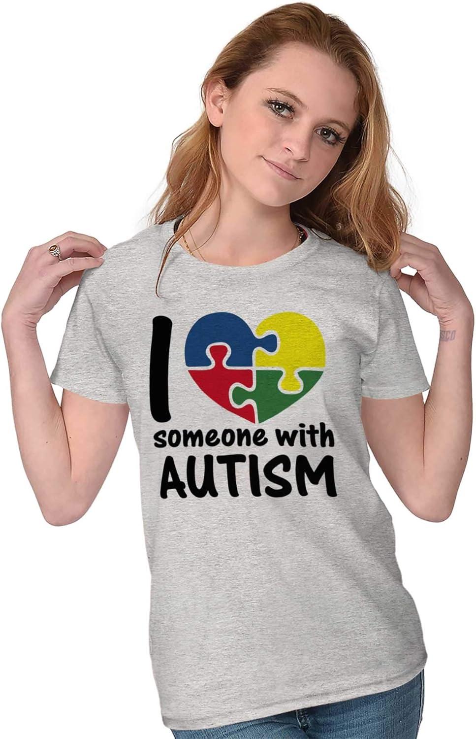 imageI Love Someone with Autism Puzzle Womens Slim Fit Graphic TeeSport Grey
