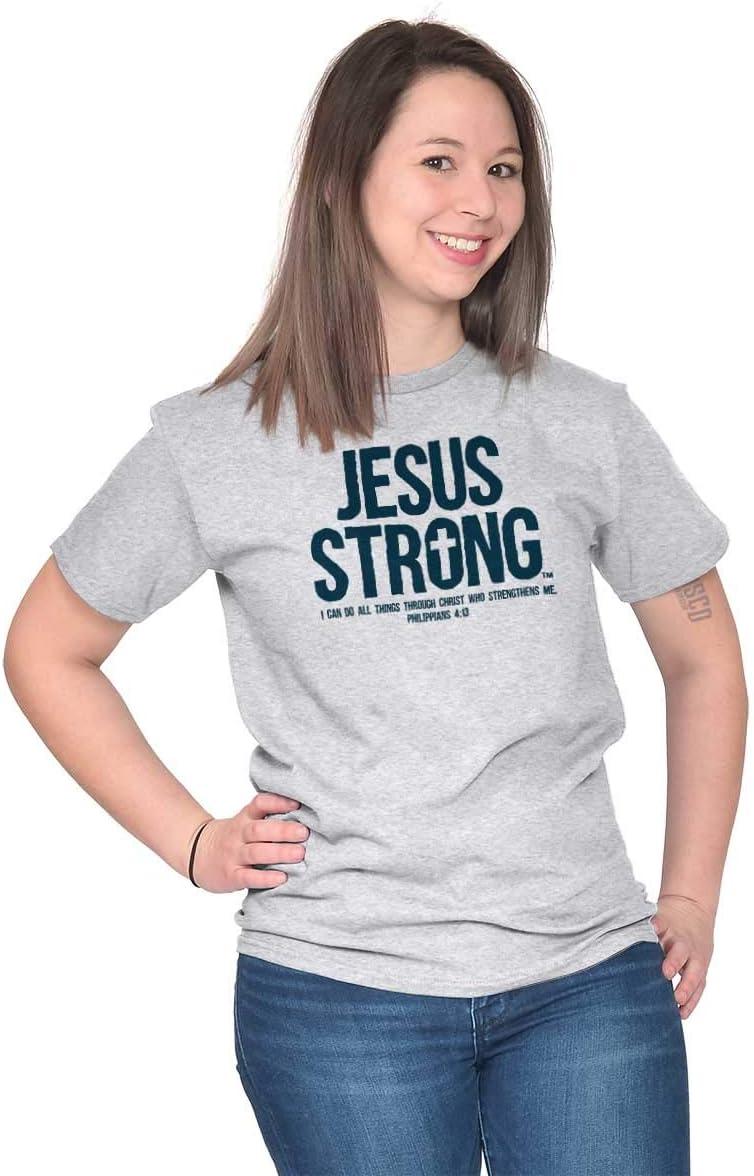 imageJesus Strong Philippians 413 Bible Graphic T Shirt Men or WomenAsh Grey