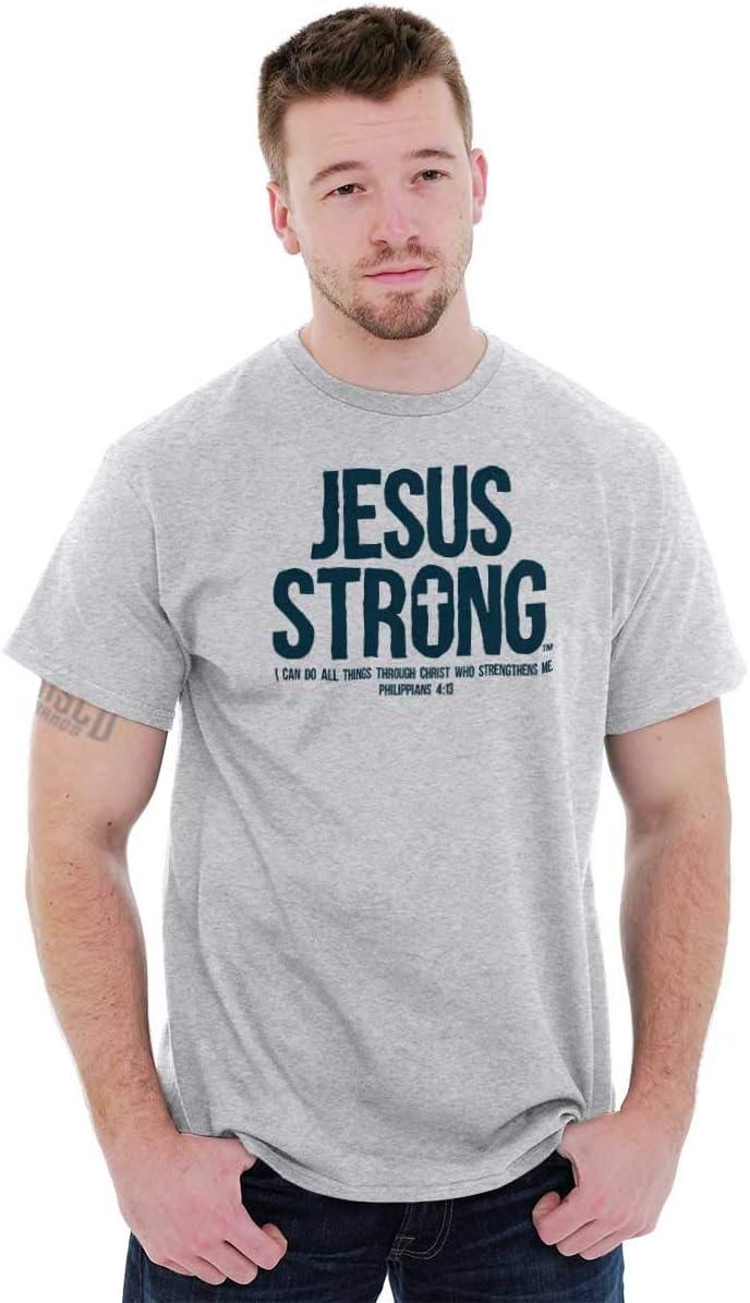 imageJesus Strong Philippians 413 Bible Graphic T Shirt Men or WomenAsh Grey