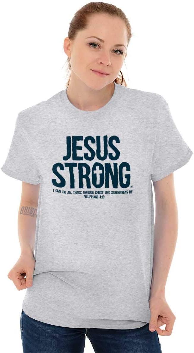 imageJesus Strong Philippians 413 Bible Graphic T Shirt Men or WomenAsh Grey