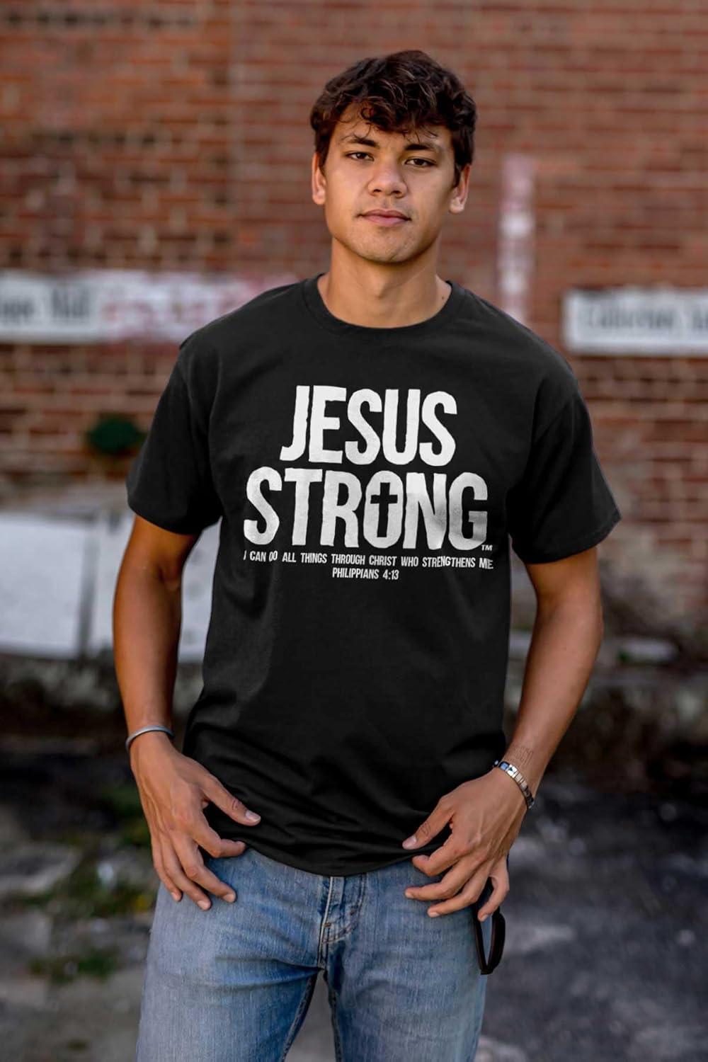 imageJesus Strong Philippians 413 Bible Graphic T Shirt Men or WomenBlack