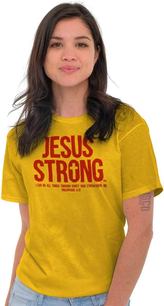 imageJesus Strong Philippians 413 Bible Graphic T Shirt Men or WomenGold