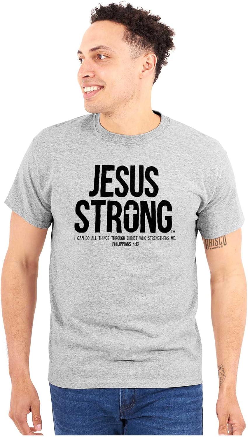 imageJesus Strong Philippians 413 Bible Graphic T Shirt Men or WomenSport Grey