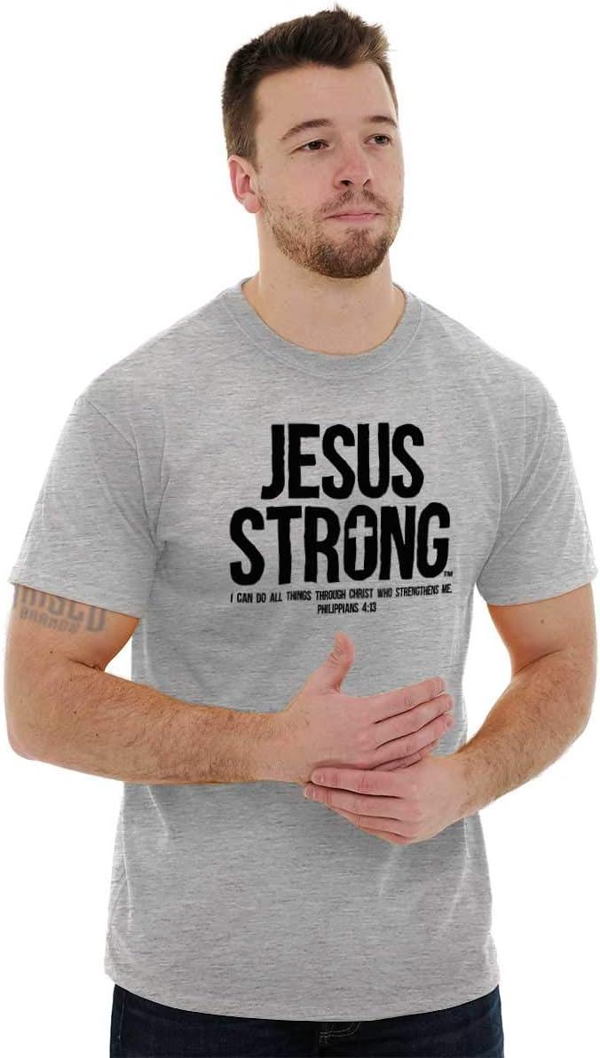 imageJesus Strong Philippians 413 Bible Graphic T Shirt Men or WomenSport Grey