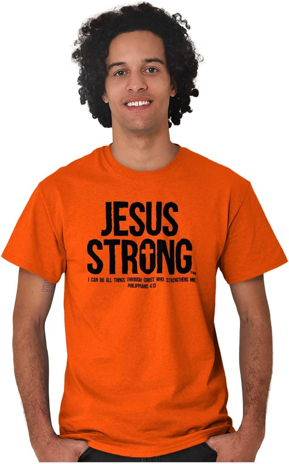 imageJesus Strong Philippians 413 Bible Graphic T Shirt Men or WomenTexas Orange