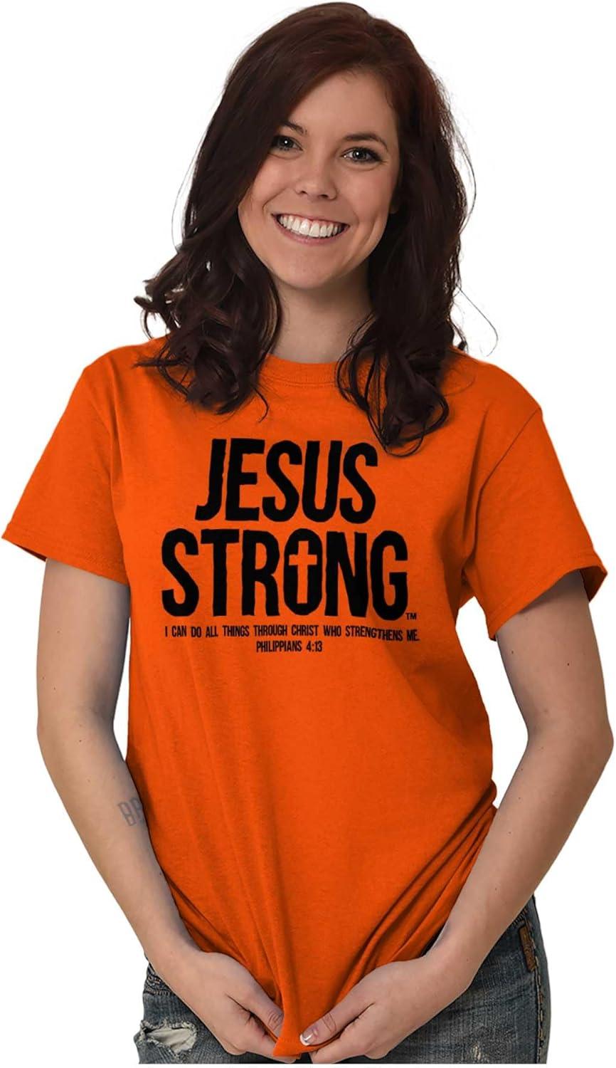 imageJesus Strong Philippians 413 Bible Graphic T Shirt Men or WomenTexas Orange