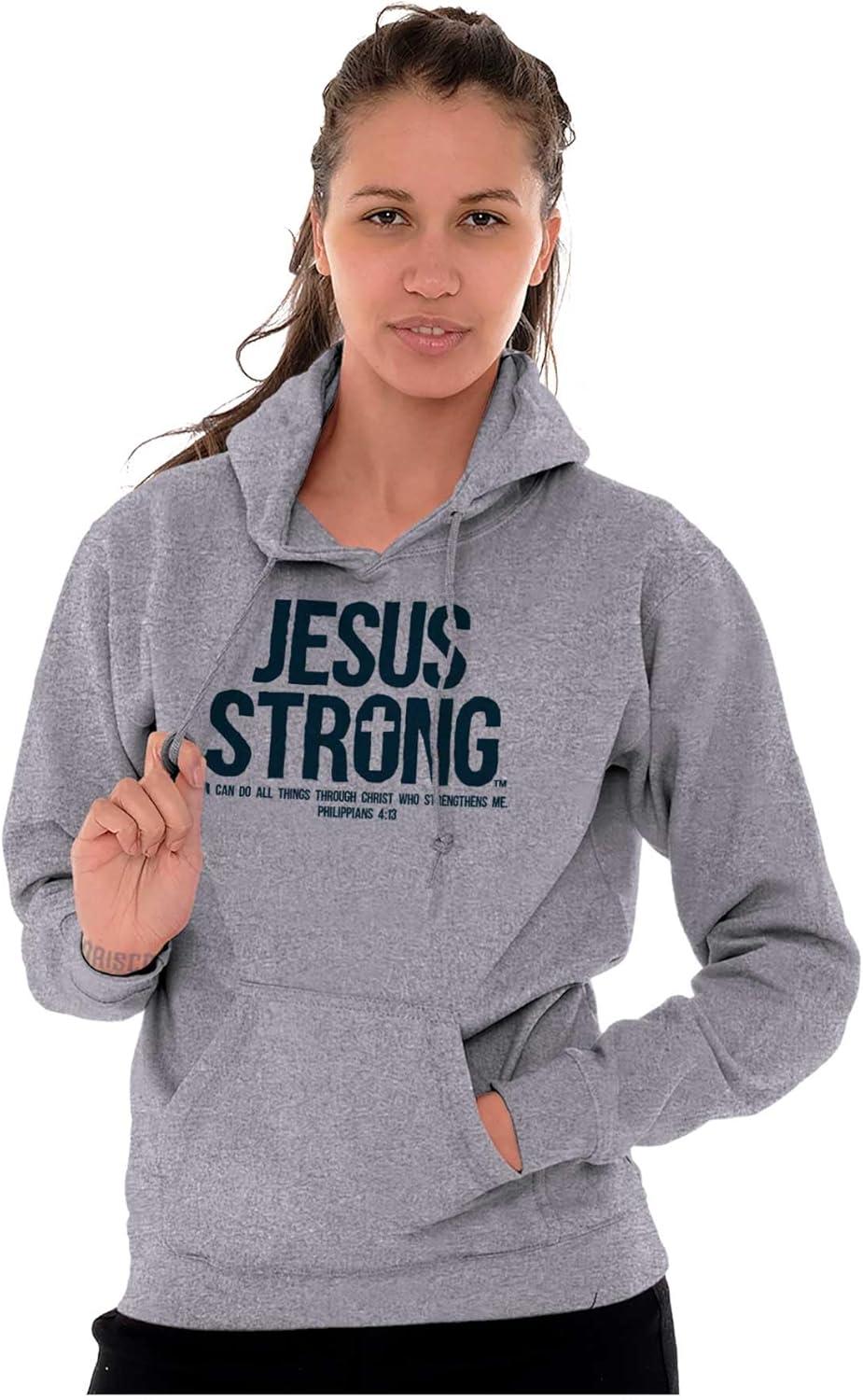 imageJesus Strong Philippians 413 Bible Hoodie Sweatshirt Women MenAsh Grey