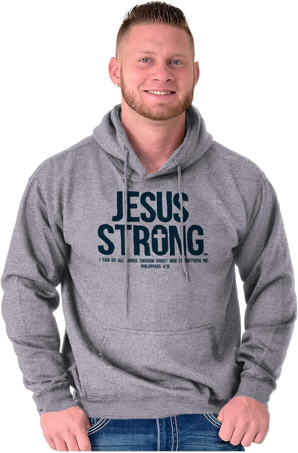 imageJesus Strong Philippians 413 Bible Hoodie Sweatshirt Women MenAsh Grey