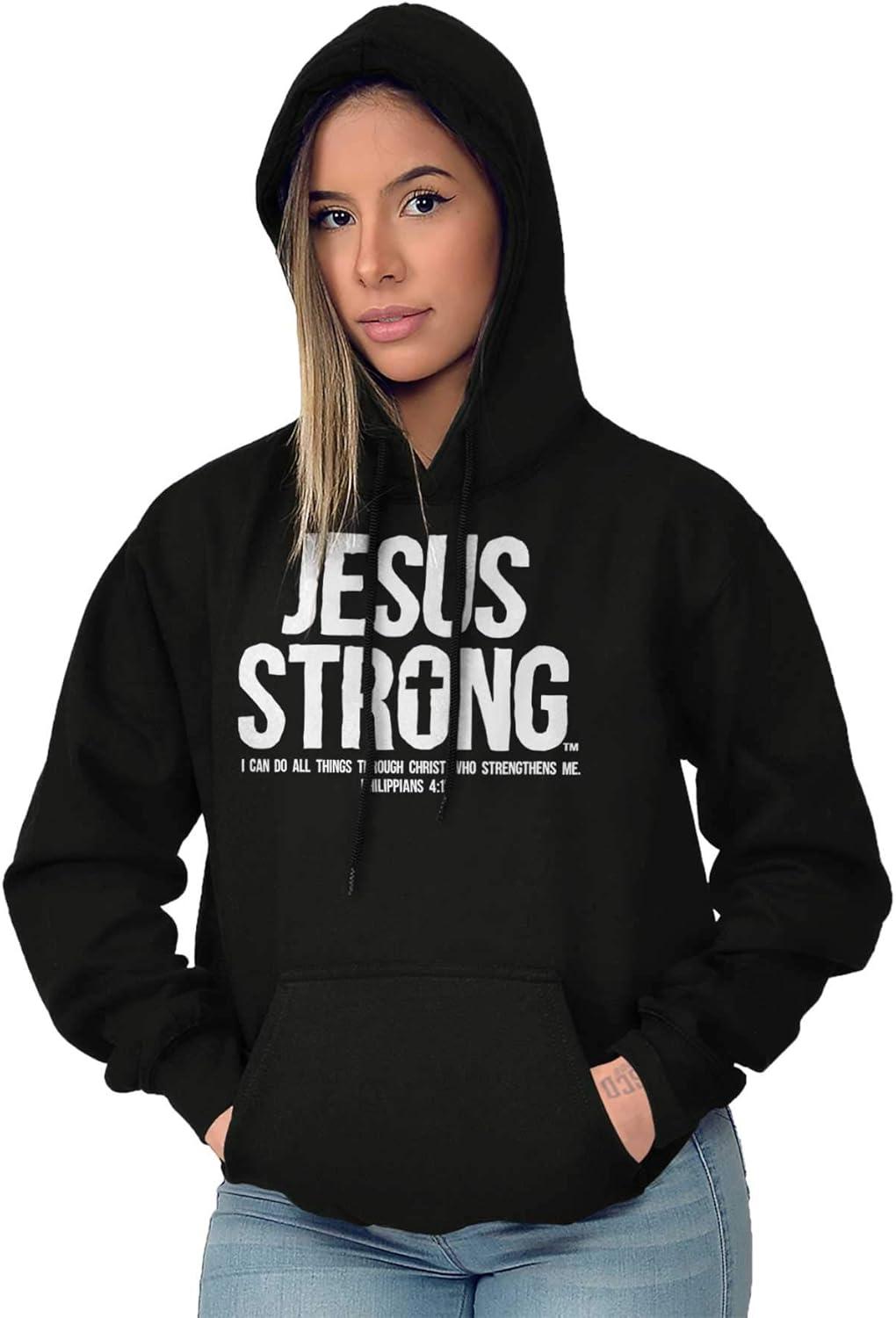 imageJesus Strong Philippians 413 Bible Hoodie Sweatshirt Women MenBlack