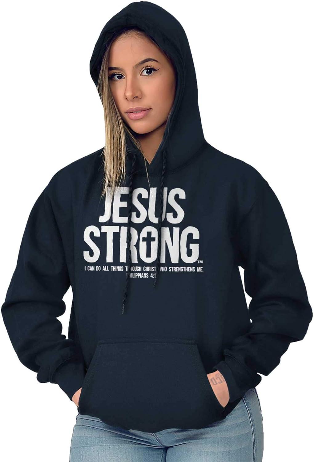 imageJesus Strong Philippians 413 Bible Hoodie Sweatshirt Women MenNavy