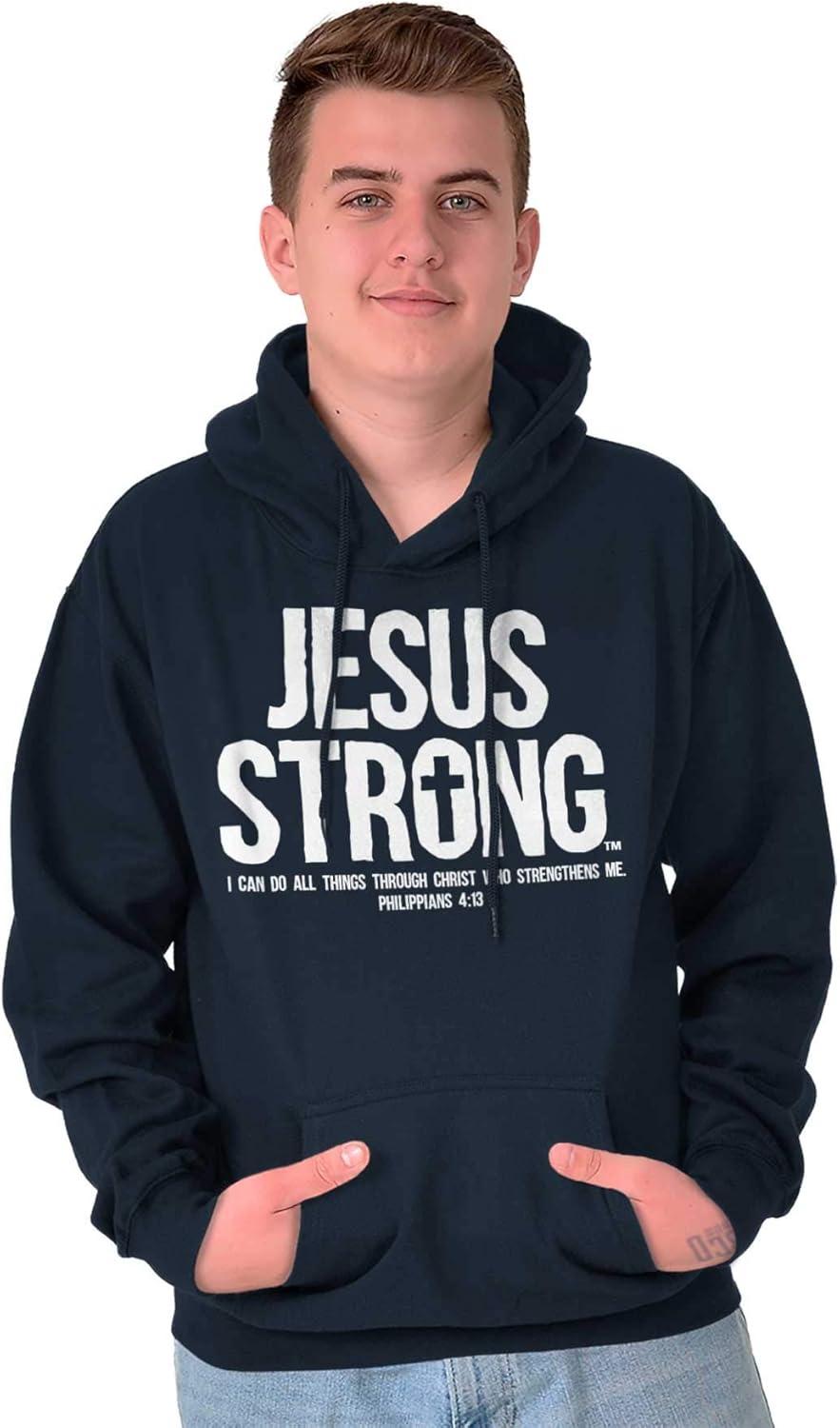 imageJesus Strong Philippians 413 Bible Hoodie Sweatshirt Women MenNavy