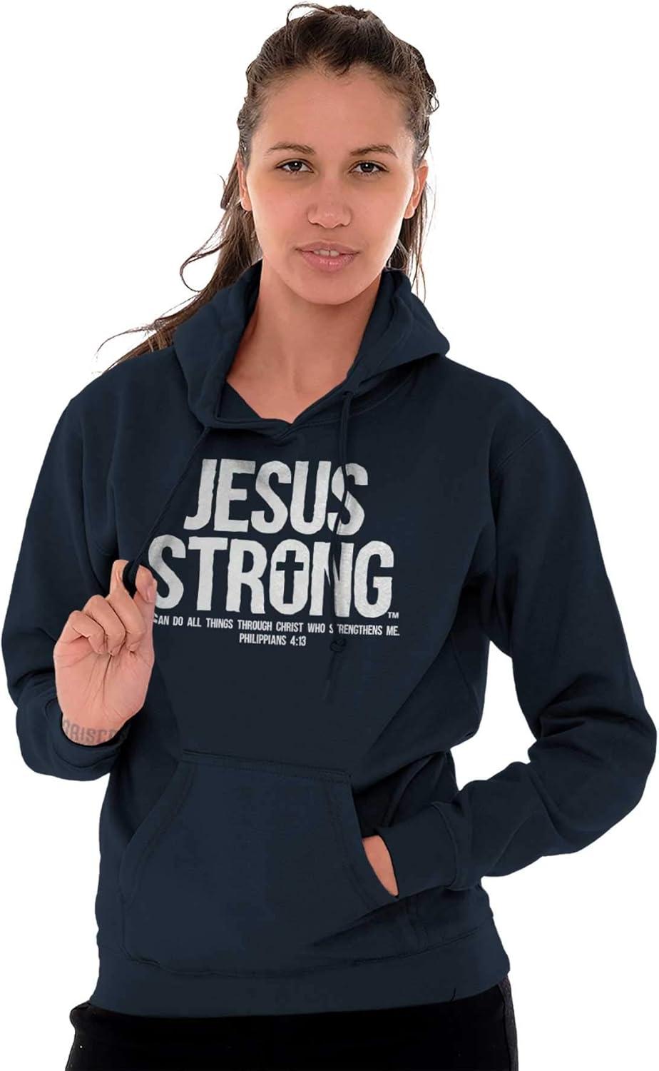 imageJesus Strong Philippians 413 Bible Hoodie Sweatshirt Women MenNavy