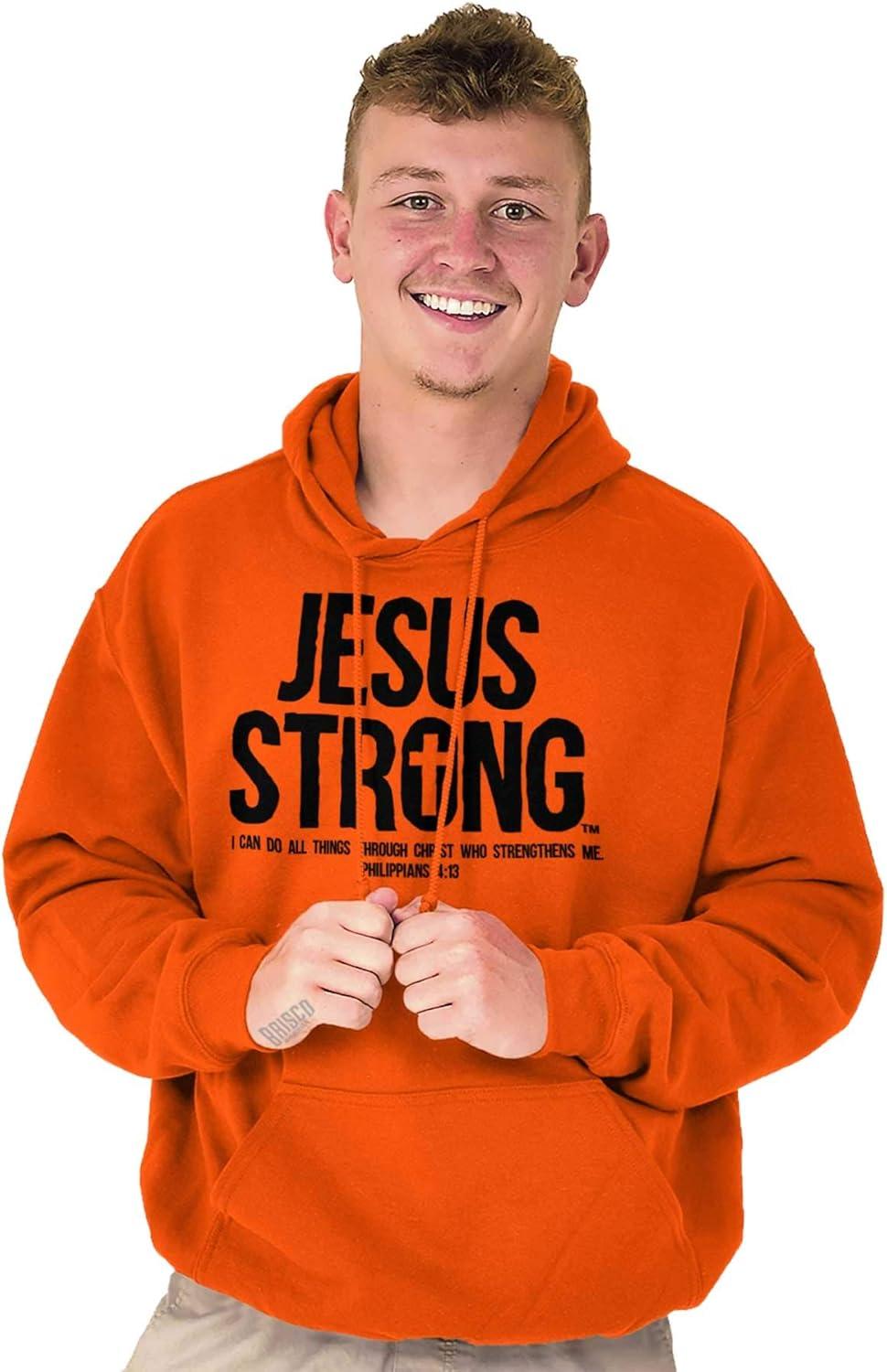 imageJesus Strong Philippians 413 Bible Hoodie Sweatshirt Women MenOrange