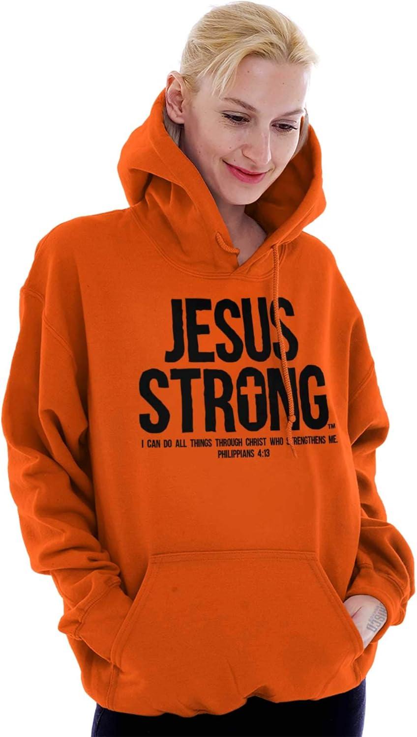 imageJesus Strong Philippians 413 Bible Hoodie Sweatshirt Women MenOrange