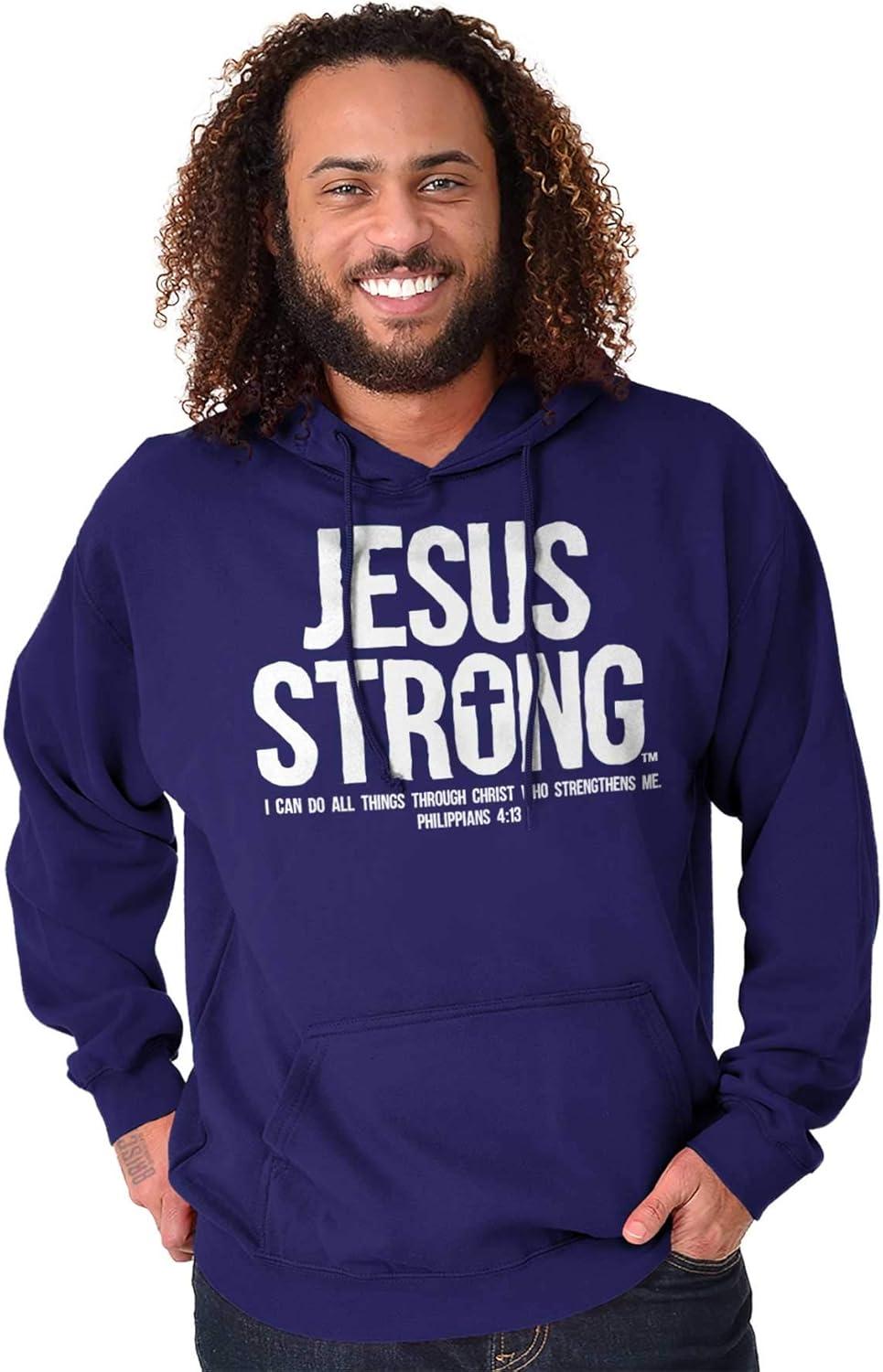 imageJesus Strong Philippians 413 Bible Hoodie Sweatshirt Women MenPurple