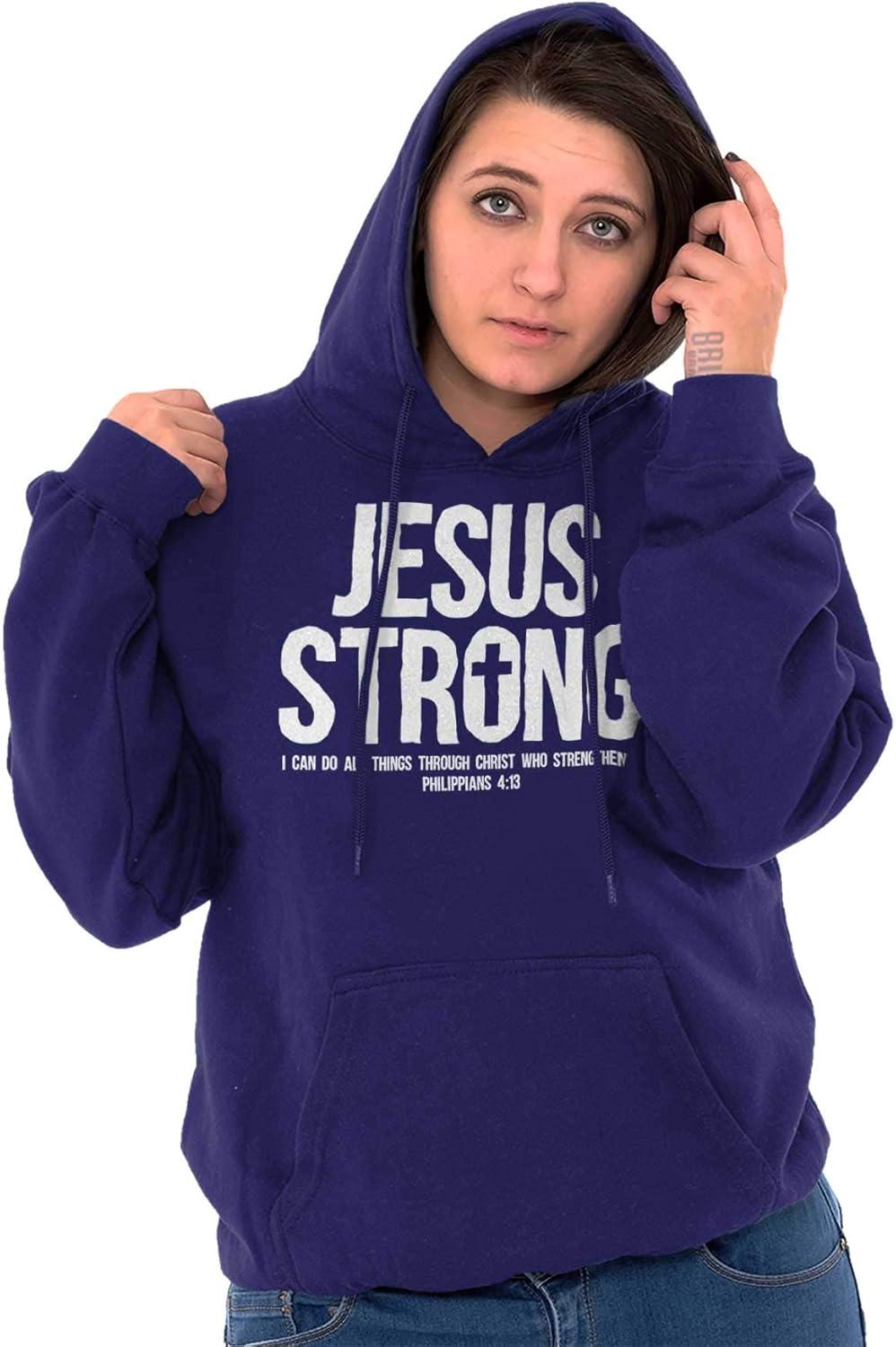 imageJesus Strong Philippians 413 Bible Hoodie Sweatshirt Women MenPurple