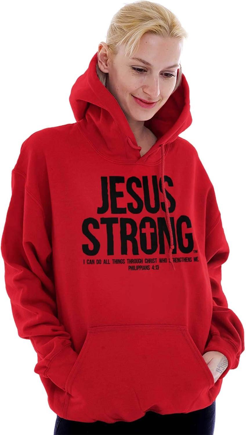 imageJesus Strong Philippians 413 Bible Hoodie Sweatshirt Women MenRed