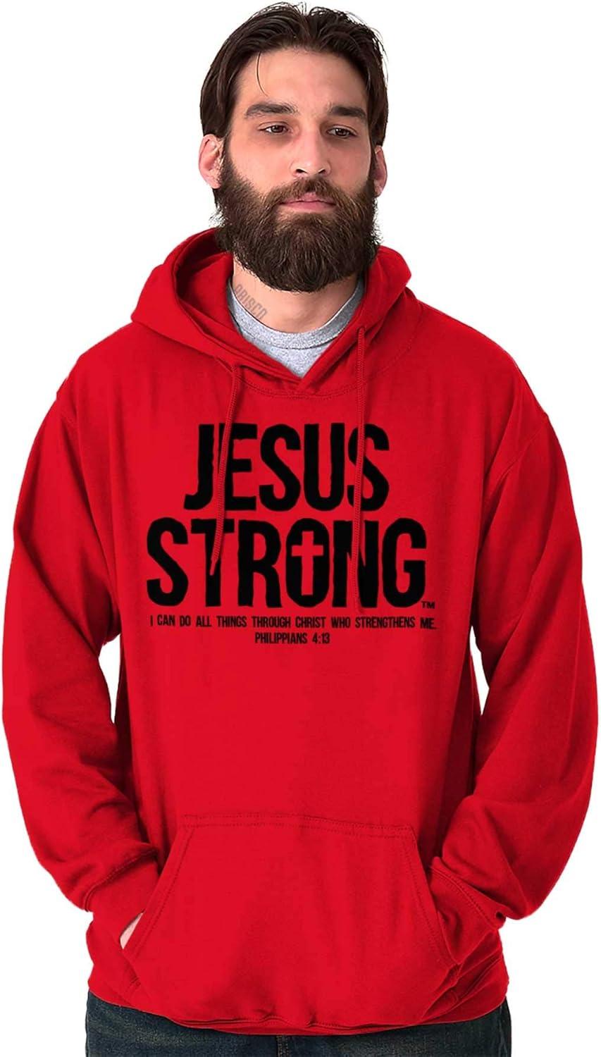 imageJesus Strong Philippians 413 Bible Hoodie Sweatshirt Women MenRed