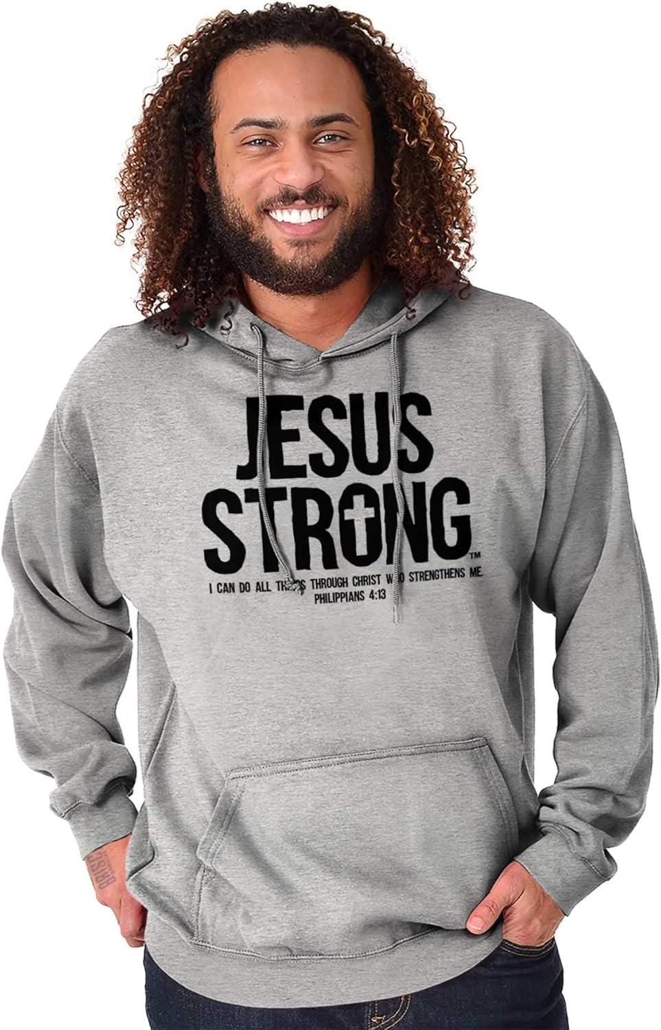 imageJesus Strong Philippians 413 Bible Hoodie Sweatshirt Women MenSport Grey