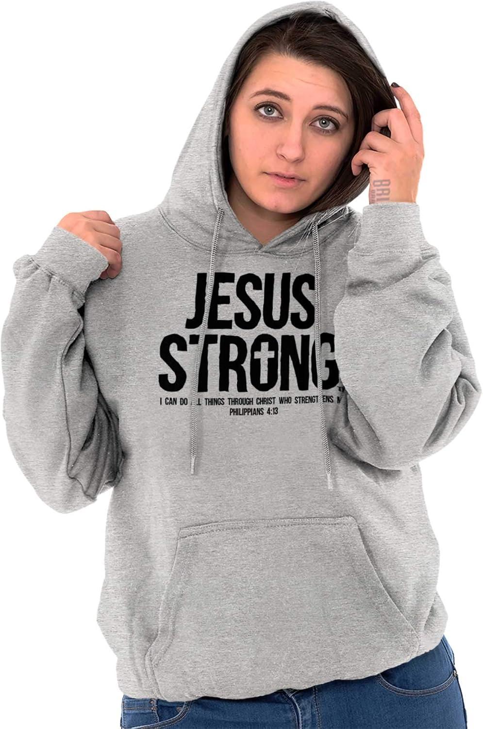 imageJesus Strong Philippians 413 Bible Hoodie Sweatshirt Women MenSport Grey