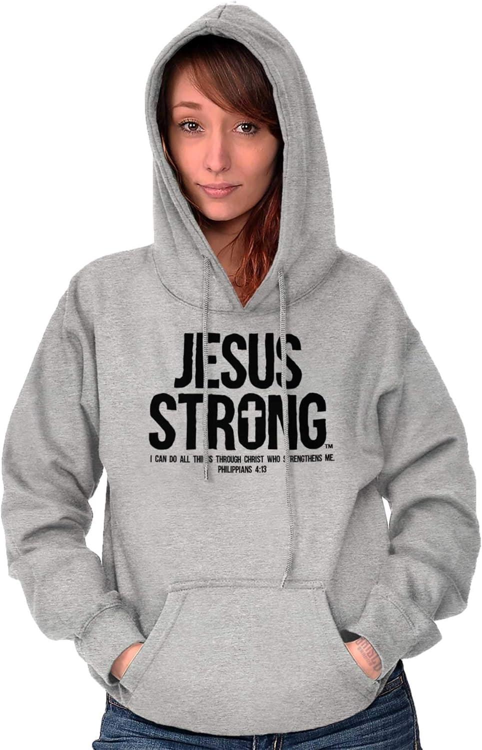 imageJesus Strong Philippians 413 Bible Hoodie Sweatshirt Women MenSport Grey