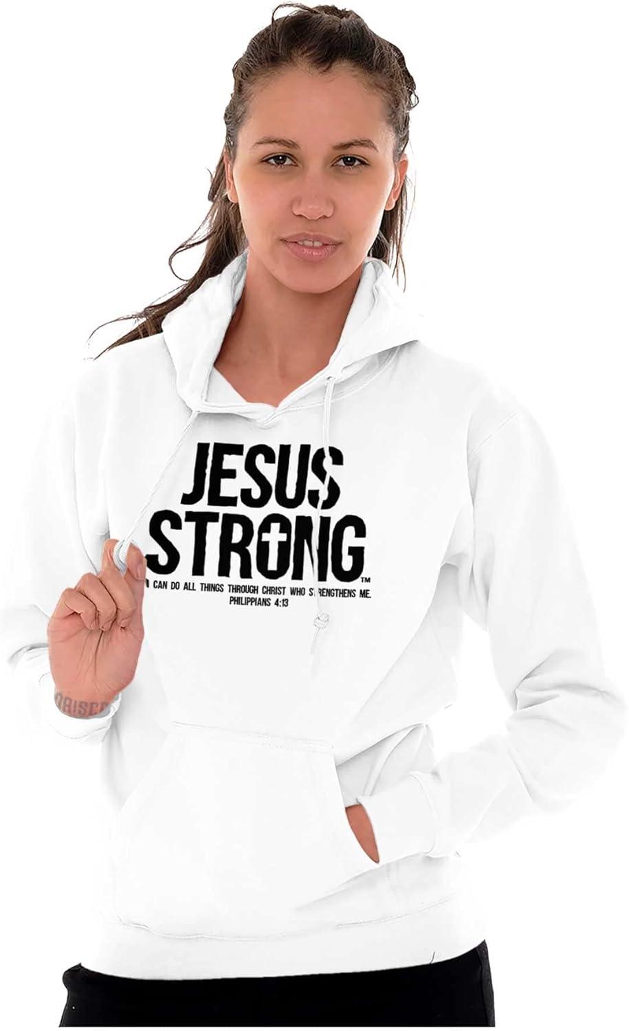 imageJesus Strong Philippians 413 Bible Hoodie Sweatshirt Women MenWhite