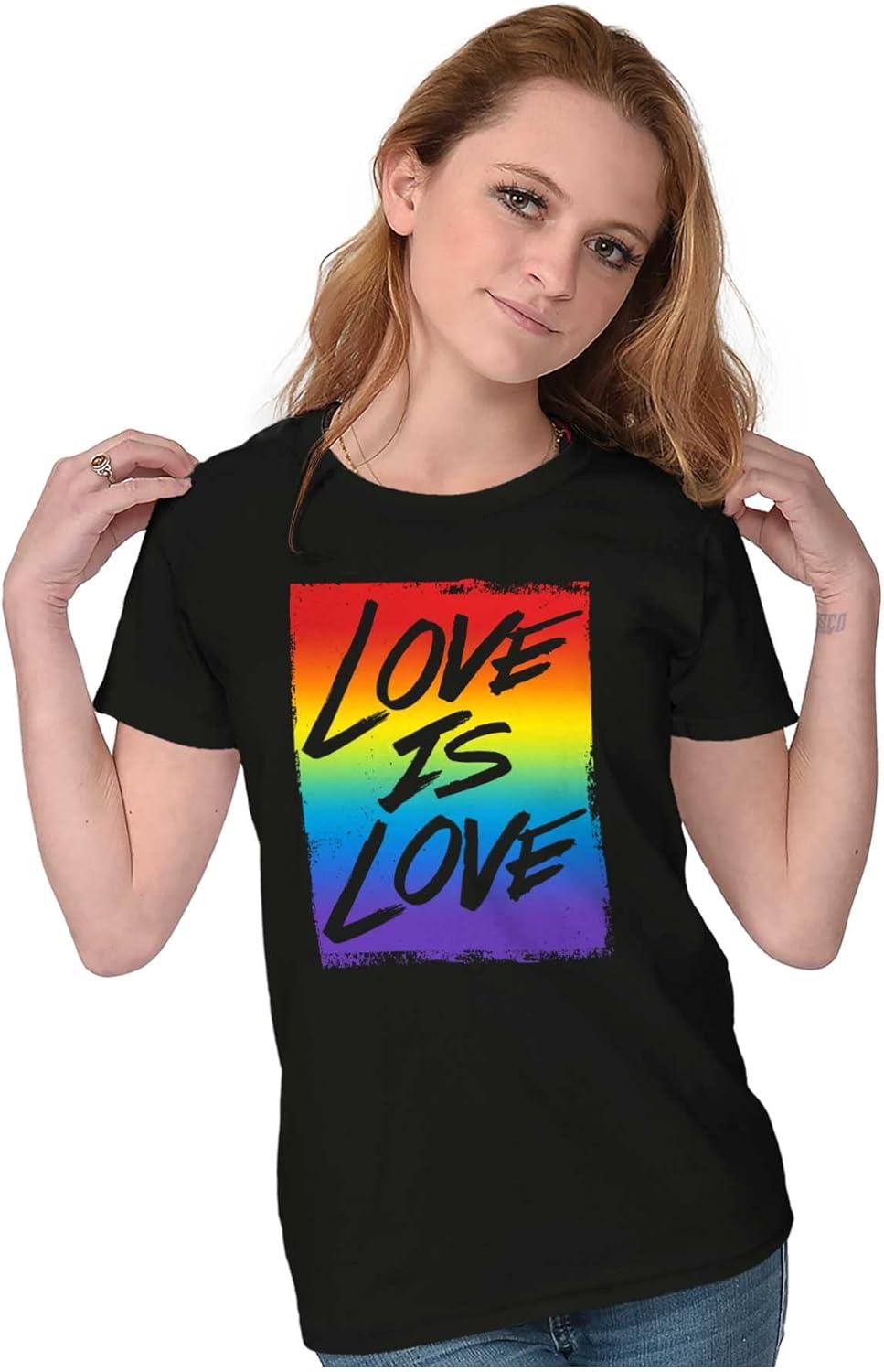 imageLGBT Love is Love Gay Pride Rainbow Womens Slim Fit Graphic TeeBlack