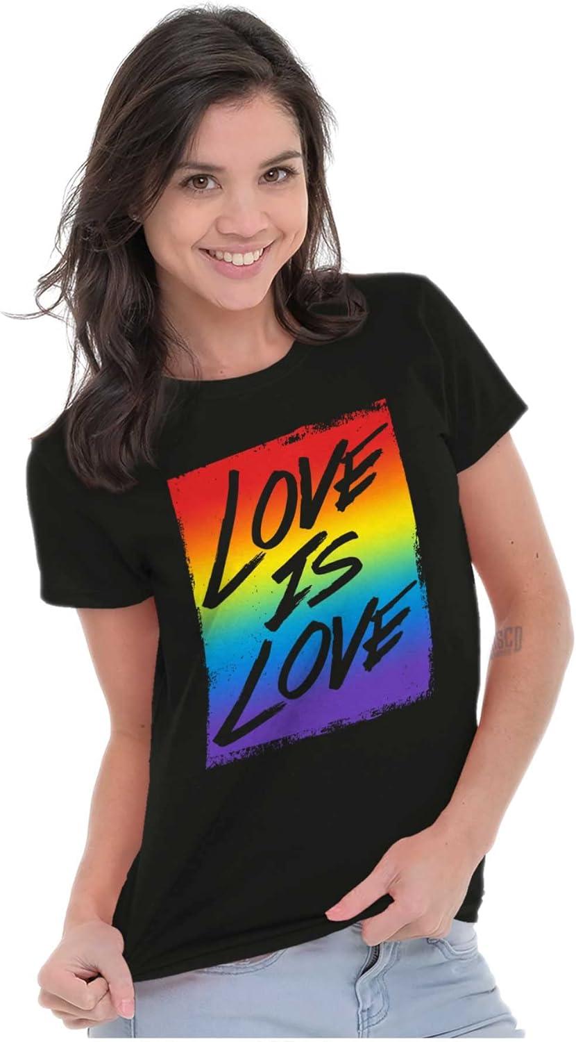 imageLGBT Love is Love Gay Pride Rainbow Womens Slim Fit Graphic TeeBlack