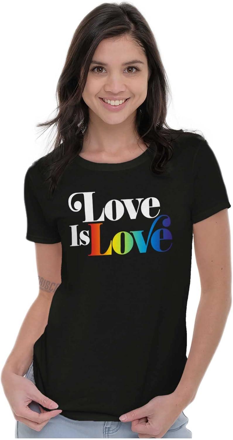 imageLove is Love LGBT Gay Pride Rainbow Womens Slim Fit Graphic TeeBlack