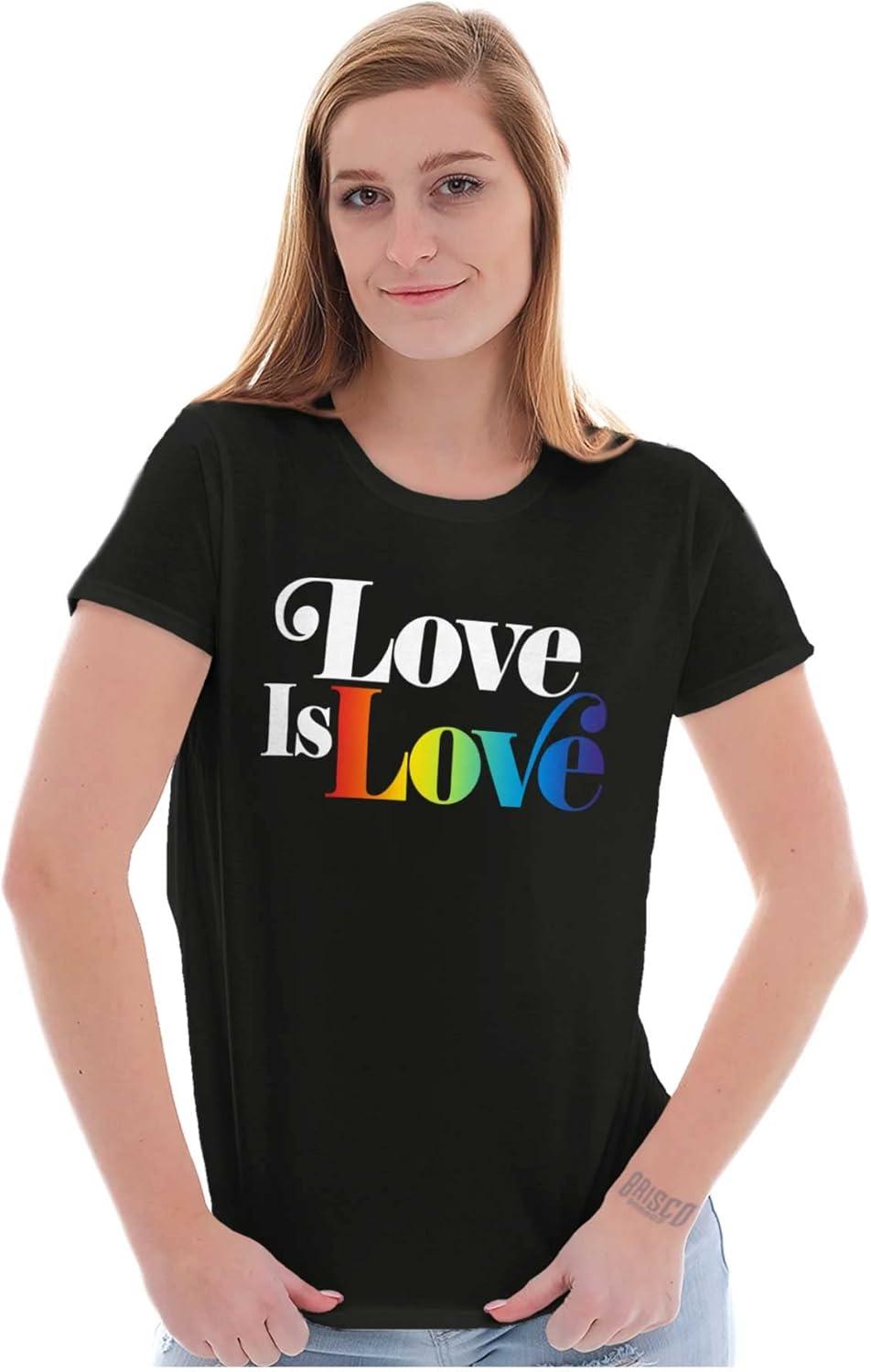 imageLove is Love LGBT Gay Pride Rainbow Womens Slim Fit Graphic TeeBlack
