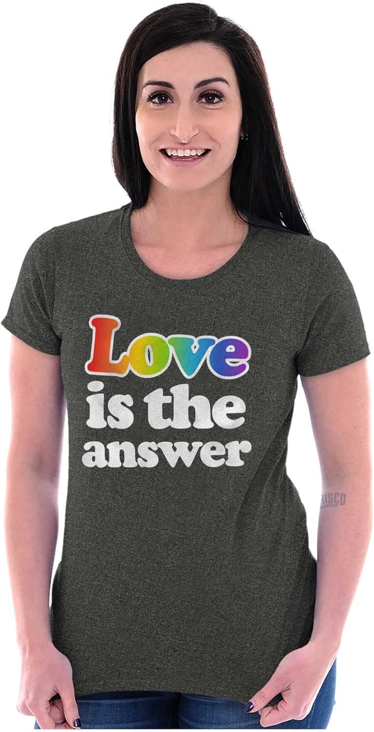 imageLove is The Answer Rainbow Gay Pride Womens Slim Fit Graphic TeeDark Heather