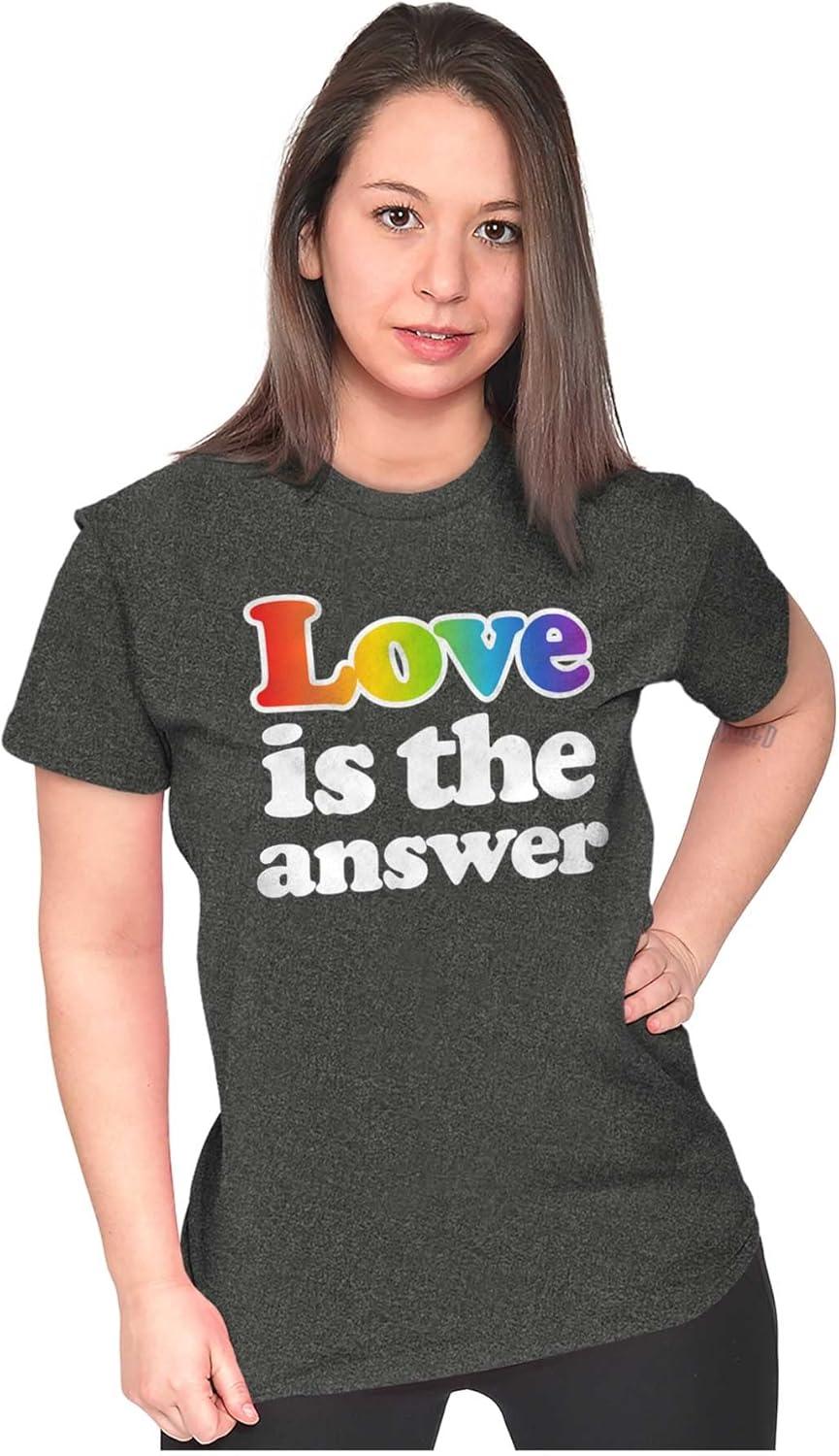imageLove is The Answer Rainbow Gay Pride Womens Slim Fit Graphic TeeDark Heather