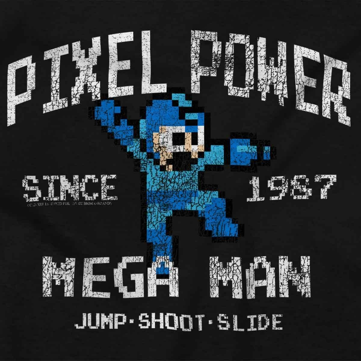 imageMega Man Pixel Power 80s 8bit Gamer Womens Slim Fit Graphic TeeDark Heather